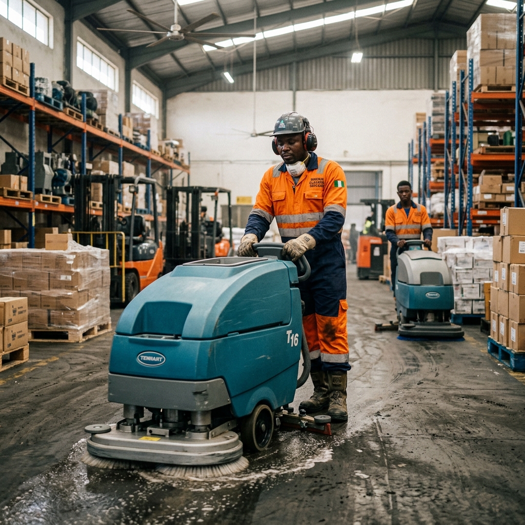 Kalz industrial cleaning crew at work in Abuja